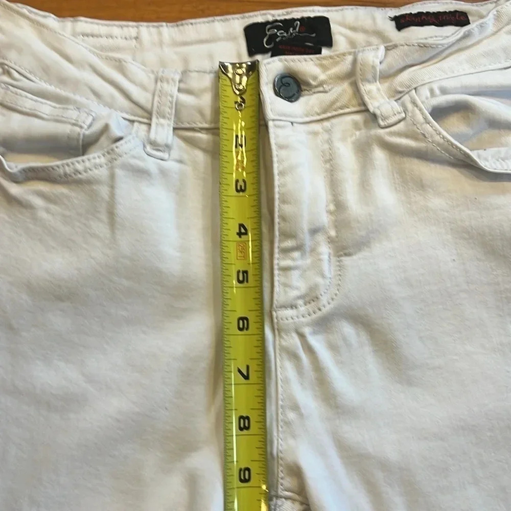 Earl Jean Womens Embroidered Skinny Ankle Raw Hem Jeans Size 10 - Picture 8 of 9